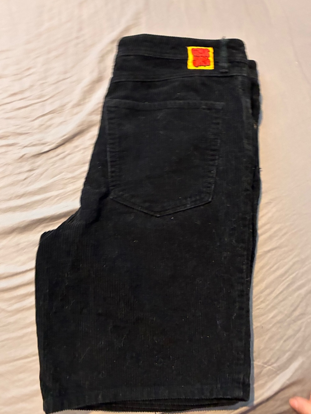 Empyre Black Corduroy Trousers with Contrast Waist Patch